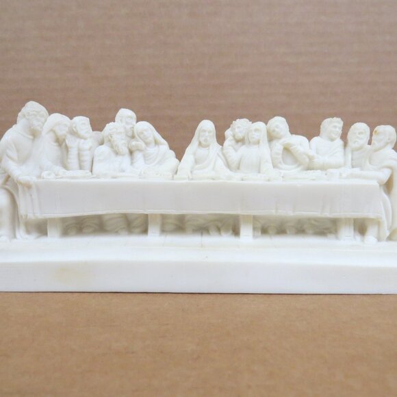 "The Last Supper" White Alabaster Art Figurine Vintage 1990s - Picture 1 of 6